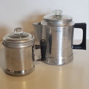🔥 SOLD Vintage set of 2 Aluminum Coffee Percolators